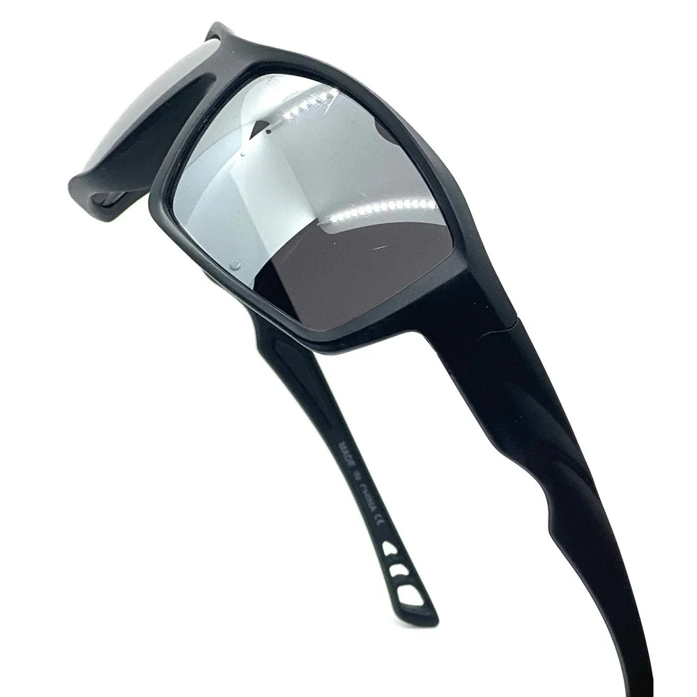Mens Black Sports Sunglasses Mirror Lens Wrap Around Style Eyewear Fashion Gafas